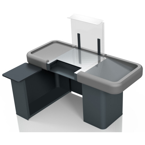 Касовий бокс Міні Modern Expo 1800 мм з вузьким накопичувачем, антрацит, метал/нержавійка, для магазинів і міні-маркетів