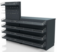 Касова зона Тип 2 1695х610х1440 мм, антрацит, метал/ДСП/пластик, ліва/права, для магазинів та супермаркетів, Україна