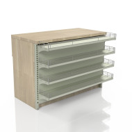 Касова зона 1360×600×900 мм, Дуб Сонома, метал/ДСП/пластик