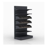 Хлібний стелаж Modern Expo пристінний, 1930х1000х500 мм, метал/ДСП, чорний, для магазинів і пекарень, Україна