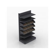 Хлібний стелаж Modern Expo пристінний, 1930х1000х500 мм, метал/ДСП, чорний, для магазинів і пекарень, Україна