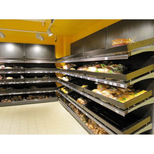 Хлібний стелаж Modern Expo пристінний 2400х1000х600 мм, метал, чорний, порошкове фарбування, для магазинів і пекарень, Україна