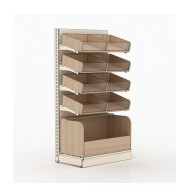 Хлебный стеллаж Modern Expo пристенный Тип 8, 1930х1000х500 мм, металл/ДСП, кремовый RAL 9001, для магазинов и пекарен