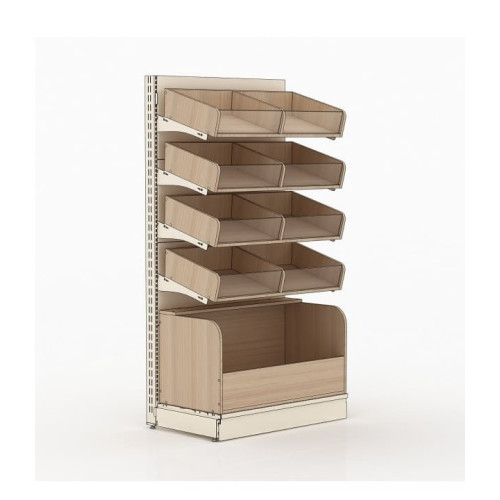 Хлебный стеллаж Modern Expo пристенный Тип 8, 1930х1000х500 мм, металл/ДСП, кремовый RAL 9001, для магазинов и пекарен
