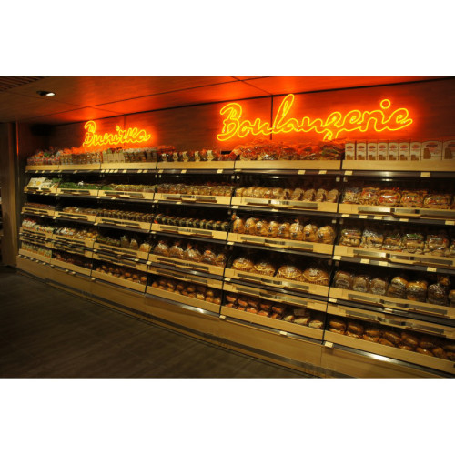 Хлібний стелаж Modern Expo пристінний 3040х820х2370 мм, метал/ДСП/дерево, чорний, порошкове покриття, для хліба та випічки