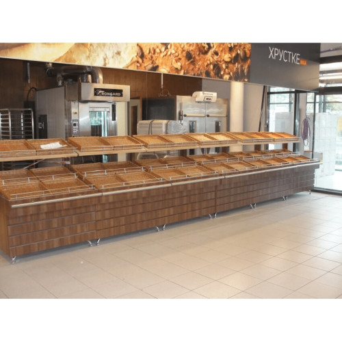 Прилавок хлебный Modern Expo 1060х930х1300 мм из натурального дерева, пристенный, для булочных и пекарен, Украина