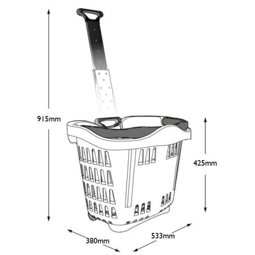 Кошик пластиковий на колесах 43 л