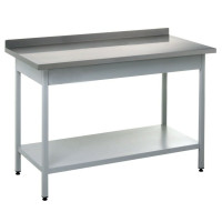 Стол из нержавейки с бортом и полкой 1500x600