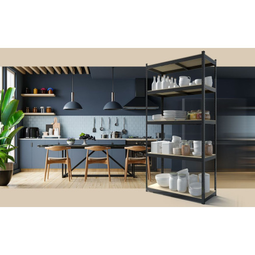 Металевий стелаж Меткас Бюджет КД 1800х900х400, 5 полиць ДСП, навантаження 175 кг/полицю, пофарбований, для складу та офісу