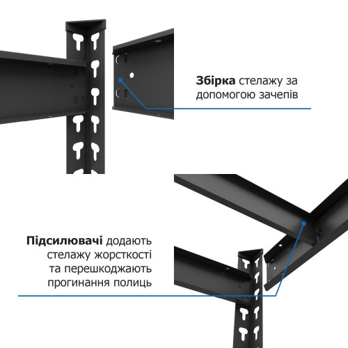 Стеллаж Титан КМ 2160х1200х500 Меткас, 300 кг/полку, 5 полок, МДФ, крашенный, металлический