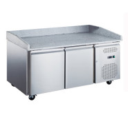 Холодильний стіл для піци Hurakan HKN-GXPZ2GR 2-дверний, гранітна стільниця, нержавіюча сталь AISI 201, 363 л, +2/+8 °C, 1510×800×1000 мм