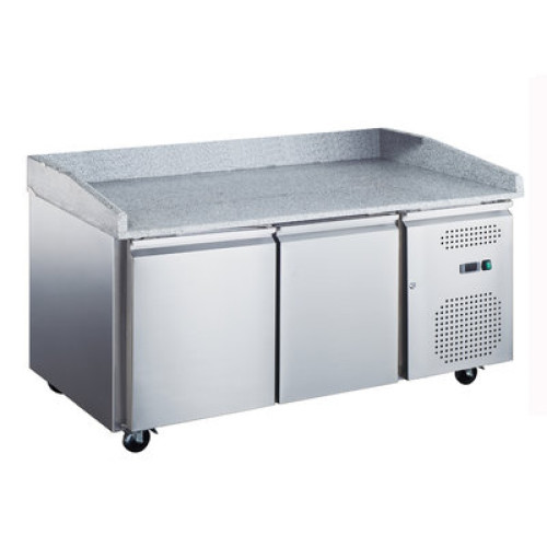Холодильний стіл для піци Hurakan HKN-GXPZ2GR 2-дверний, гранітна стільниця, нержавіюча сталь AISI 201, 363 л, +2/+8 °C, 1510×800×1000 мм