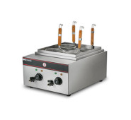 Макароноварка Hurakan HKN-EKT40 8+8 л, 2 ванни, нерж. сталь, 4 кВт 220 В, 50–110°C, корзини 130×140 мм (1,8 л), габарити 420×470×360(540) мм