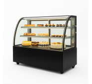 Холодильна вітрина Hurakan HKN-LPD150, 150 л, кругла 900 мм, із мармуру 1,5 см, чорна, +2…+8 °C, LED, R290, для магазинів і кафе