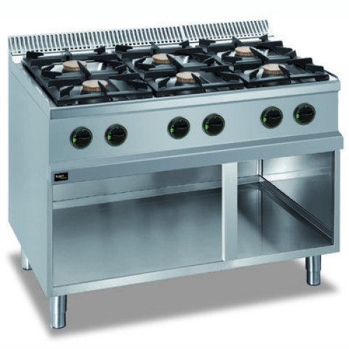 Плита газова Apach APRG-117P/PL 6 конфорок, нержавіюча сталь AISI 304/430, 1100х714х850 мм, професійна для кухні, з газ-контролем