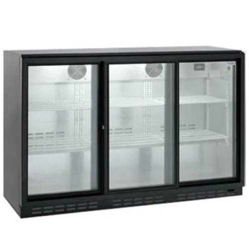 Холодильна шафа 315 л з розсувними скляними дверима, підсвіткою, нержавійка, 1350×515×850 мм, для бару та кафе Hurakan