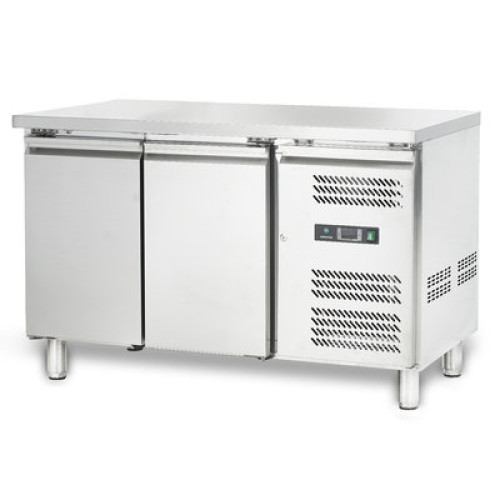 Стіл холодильний HURAKAN 2-дверний 1360х700х850 мм, 251 л, динамічне охолодження, нержавіюча сталь, для ресторану, кафе