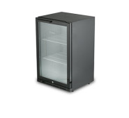 Барний холодильник Hurakan HKN-DB125H 115 л, скляні розпашні двері, металевий корпус чорний, 555×520×865 мм, 54 пляшки, +2...+10°C