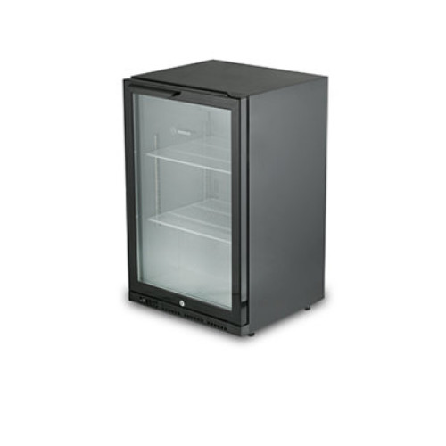 Барный холодильник Hurakan HKN-DB125H 115 л, стеклянная распашная дверь, металлический корпус черный, 555×520×865 мм, 54 бутылки, +2...+10°C