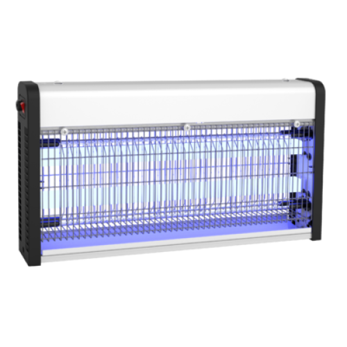Инсектная электрическая ловушка-лампа HURAKAN HKN-LIN80 для насекомых до 80 м², металлический крашеный корпус, 380х70х260 мм, 2x10 Вт, съемный лоток