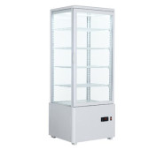 Вітрина холодильна Hurakan HKN-UPD98W, 98 л, +2/+8°C, біла, LED, 4 рег. полиці, автовідтайка, метал/скло, 447×400×1119, для магазинів і кафе