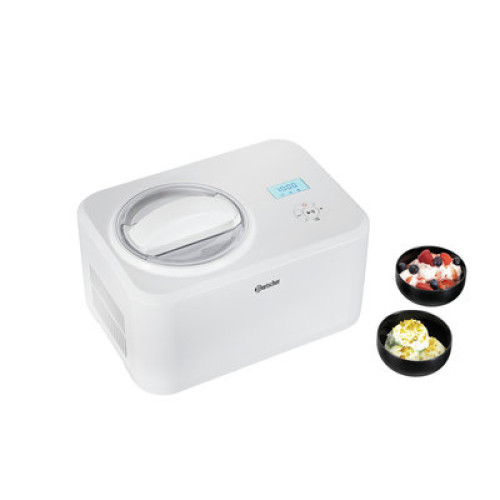 Апарат для морозива 1,5 л компресорний, нерж. сталь, цифрова індикація, R600a до −25°C, 30–60 хв, 380×270×245 мм, для дому