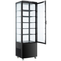 Холодильная витрина Hurakan HKN-UPD278B, 278 л, 515х485х1915 мм, черная, LED-подсветка, 5 регул. полок, R290, автооттаивание