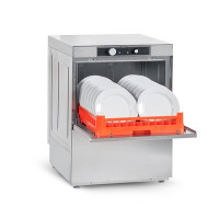 Посудомийка фронтальна Asber GE-500 RD DD, касета 500×500 мм, цикл 120 с, бак 25 л, бойлер 7 л, ручки нерж, 600×605×830 мм, 3,4 кВт