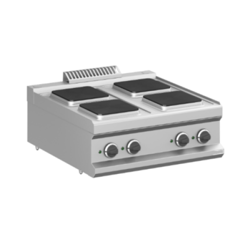 Електроплита APACH APRE-77QT/PL 4-конфорочна настільна на підставці, чавунні 220×220 мм, нерж. сталь 1 мм, 700×714×250 мм, для професійної кухні