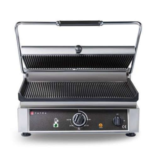Контактний гриль TATRA EMP.102, корпус нержавіюча сталь, поверхня 500×24.5 мм, габарити 540×300×210 мм, 1.95 кВт, 220 В, для кафе/ресторанів