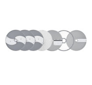 Комплект 7 дисків Robot Coupe для овочерізок CL 50/CL 50 Ultra/CL 52/CL 55/CL 60/R 502/R 752 — слайсери 1/2/4 мм, терка 2 мм, соломка 2,5×2,5 мм, скибки 10 мм з решіткою 10×10 мм, нерж. сталь