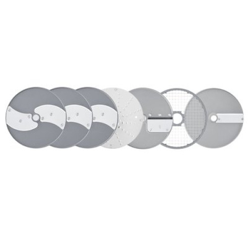 Комплект 7 дисков Robot Coupe для овощерезок CL 50/CL 50 Ultra/CL 52/CL 55/CL 60/R 502/R 752 — слайсеры 1/2/4 мм, терка 2 мм, соломка 2,5×2,5 мм, ломти 10 мм с . сталь