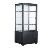 Вітрина холодильна Hurakan HKN-UPD78B 78 л, 447×400×969 мм, чорна, метал/подвійне скло, +2…+8°C, автовідтайка, R600a