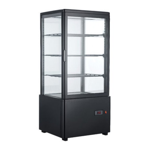Вітрина холодильна Hurakan HKN-UPD78B 78 л, 447×400×969 мм, чорна, метал/подвійне скло, +2…+8°C, автовідтайка, R600a