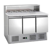 Саладетта HURAKAN HKN-GXSD3GN 3-дверна, 342 л, гранітна стільниця, нерж. AISI 201, 1365×700×1075 мм, GN1/6×7, R600a, +2/+8°C