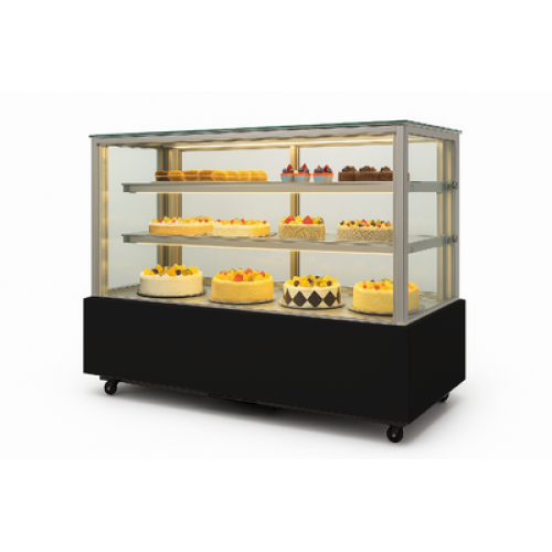 Холодильна вітрина 210 л HURAKAN HKN-LPD210S 1,2 м (1200×670×1200 мм), чорна, мармурова облицювання, загартоване скло, LED, R290, +2…+8°C