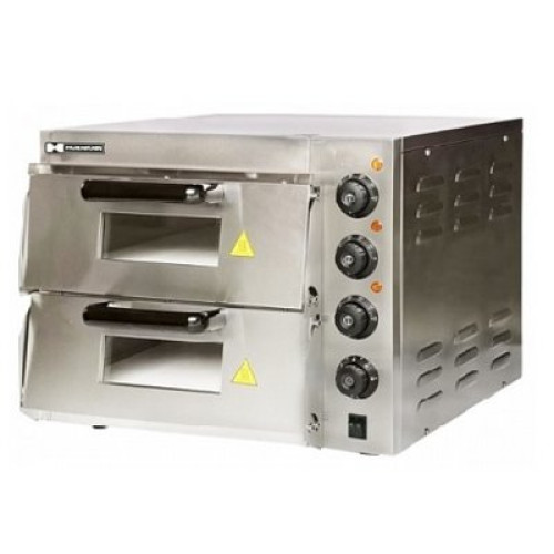 Піч для піци Hurakan HKN-MD11, 2 рівня/2 камери, електрична 3 кВт 220 В, до 300°C, камінь для випікання, термостат, вікно, 560×485×430 мм