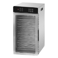 Дегідратор HURAKAN HKN-DHD16G, 16 рівнів, нерж. сталь, 290×290 мм решітки, 30–90°C, таймер до 24 год, 432×317×620 мм, фрукти, овочі, гриби