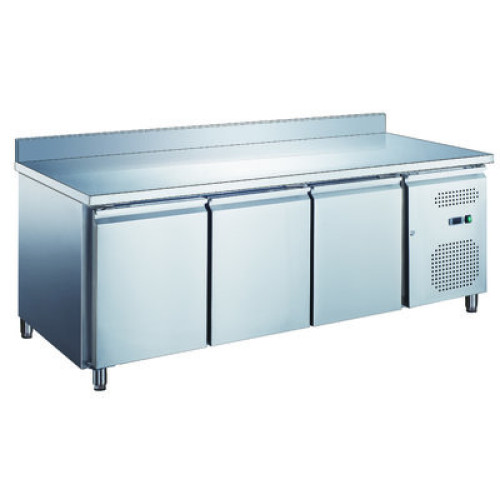 Стіл холодильний HURAKAN 3-дверний з бортом 1795х700х950 мм, нержавіюча сталь, 392 л, для ресторану, динамічне охолодження