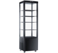 Вітрина холодильна HURAKAN HKN-UPD238B 238 л, +2/+8°C, 515×485×1715 мм, 4 полиці, цифровий дисплей, чорна, для магазинів і кафе