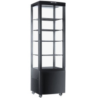 Вітрина холодильна HURAKAN HKN-UPD238B 238 л, +2/+8°C, 515×485×1715 мм, 4 полиці, цифровий дисплей, чорна, для магазинів і кафе