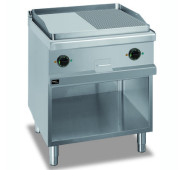 Електрична жарочна поверхня APACH APTE-77PLR/PL, 650х570 мм (½ гладка+½ рифлена), нерж. AISI 304, лоток 2 л, 700х714х850 мм, 75–300°С