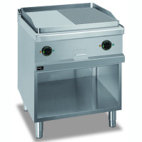 Електрична жарочна поверхня APACH APTE-77PLR/PL, 650х570 мм (½ гладка+½ рифлена), нерж. AISI 304, лоток 2 л, 700х714х850 мм, 75–300°С