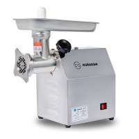 М'ясорубка Hurakan HKN-12SSE 170 кг/год, нержавіюча сталь, 0,85 кВт, 220 В, решітки 6/8 мм, 380х215х410 мм, 18 кг, для кафе та ресторанів
