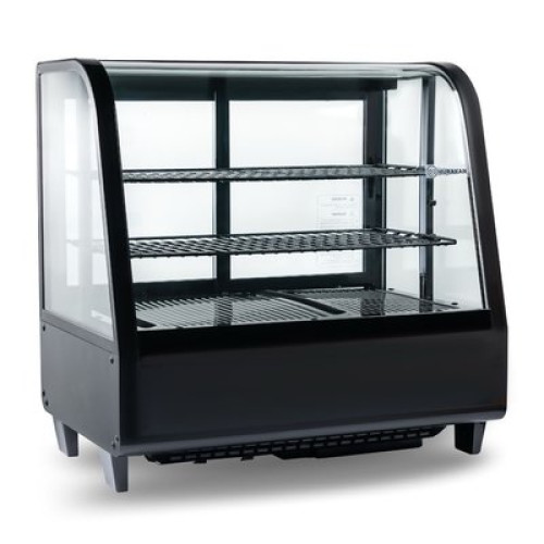 Холодильна вітрина Hurakan HKN-LPD100B 100 л +2…+10°C LED, 2 регульовані полиці, дисплей/термостат, розсувні двері, R600a, 682×450×675 мм