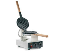 Вафельниця HURAKAN HKN-GES5HK для фігурних вафель, нерж. корпус (сріблястий), чавунні пластини з антиприг. покриттям, вафлі 180×200×15 мм, габ. 225×420×290 мм, для кафе