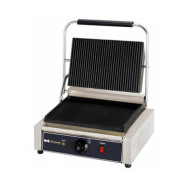 Контактний гриль Hurakan HKN-PE34R, одинарний ребристий, 340×220/340×230 мм, емальований чавун, корпус нерж. сталь, 430×370×210, для кафе