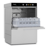 Посудомийка APACH AF400 DD барна фронтальна з дозатором, 30–40 кас/год, касета 385×385 мм, 436×535×670 мм, макс. 300 мм, 220В/3,5кВт, нерж.