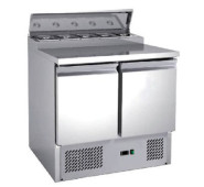 Саладета холодильна Hurakan HKN-GXSD2GN-SC 2-дверна, 900x700x990 мм, нержавіюча сталь, для гастроємкостей GN1/6, для кухні та ресторану