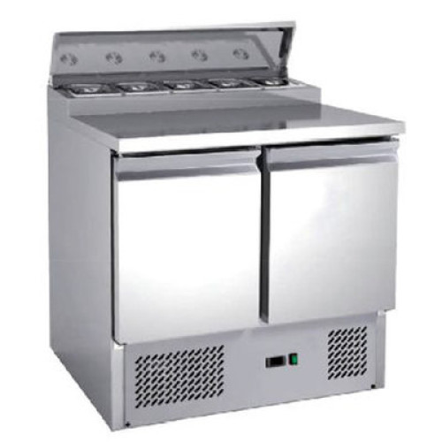 Саладета холодильна Hurakan HKN-GXSD2GN-SC 2-дверна, 900x700x990 мм, нержавіюча сталь, для гастроємкостей GN1/6, для кухні та ресторану